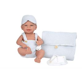 Muñecas Arias Muñeca Elegance Zoe de 42 cm, azul, con cambiador y babero, cuerpo de vinilo, niño