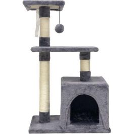 Árbol para Gatos AMAPOLA ALC07 - Nicho, rascador y pelota de juego - Gris - 50x30x80cm