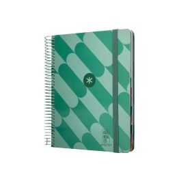 Agenda Espiral Antartik Pattern A5+ 2025 Dia Pagina Color Verde Papel 80 gr