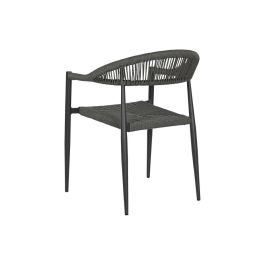 Silla de Jardín Home ESPRIT Negro Gris oscuro Aluminio Ratán 56 x 60 x 78 cm