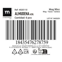 La Mediterranea Taza Azul Almudena 90 cc (36 Unidades)