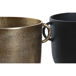 DKD Home Decor Jarrón de Decoración Moderno Negro Dorado Aluminio, 29x33x36 cm - Pack 2 Unidades Surtidas