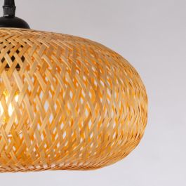 Lámpara Colgante Shahin Shahr SKD-P80122 de Ratán Natural Estilo Boho-Chic para Iluminación Ambiente Cálido con Casquillo E27