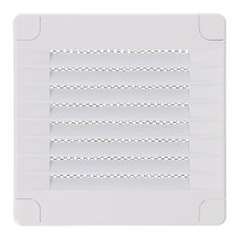 Rejilla ventilación cuadrada con tapones y mosquitera 100x100x7mm abs blanca