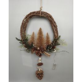 Decoracion Colgante Navidad Alpina DKD Home Decor Marron Dorado 10 x 90 x 44 cm (2 Unidades)