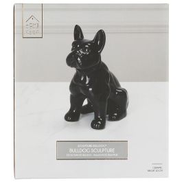 Home Deco Factory Escultura Bulldog Cerámica Negro Brillante 20 cm Colección Galerie