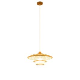 DKD Home Decor Lámpara de Techo Urban de Bambú Natural E27 40 x 40 x 17 cm, Hecha a Mano