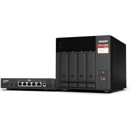 QNAP TS-473A-SW5T Bundle NAS 4 Bahías AMD Ryzen con Switch 2.5GbE 5 Puertos