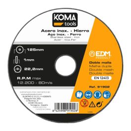 Koma Tools Disco de corte para hierro y acero inoxidable Ø125x1x22,23 mm Precio: 1.49999949. SKU: B17TQ8E6TQ