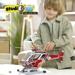 Educa Borras Studio 3D Helicoptero 14 Piezas Cartón, 18 Tornillos, 18 Tuercas, Desarrollo Manual, Razonamiento y Orientación Espacial