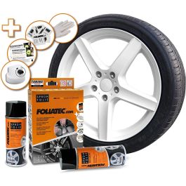 Foliatec FO2064 Spray Film Goma Líquida Removible Blanco Brillante Set 2x400ml para Llantas Coche, incluye accesorios