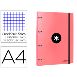 Antartik Carpeta con recambio A4, cuadro 5mm, forrada, 4 anillas 25mm redondas, color coral, 100 hojas 100g Precio: 9.78999989. SKU: B18KEWBJTT