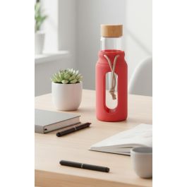 Bewinner Botella de Agua de Vidrio y Silicona 560ml 7x7x22.5 cm