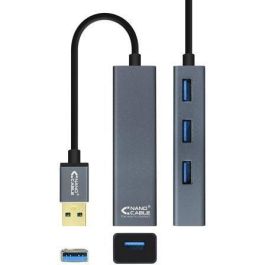 Nanocable 10.16.4402 Hub USB 3.0 con 4 Puertos USB 3.0 Hembra Tipo A - Conexión USB-A Macho - Gris 10 cm Nanocable 10.16.4402 Hub USB 3.0 con 4 Puertos USB 3.0 Hembra Tipo A - Conexión USB-A Macho - Gris 10 cm