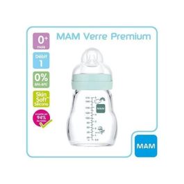 Biberón de vidrio MAM - 170ml - Azul - Tetina Flow 1