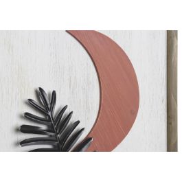 DKD Home Decor Cuadro Scandi Decorativo Pared Naranja Amarillo Negro Blanco 76.5x51cm MDF Metal Hojas Luna (Set 2 Unidades)