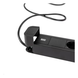 Bachmann PRIMO2 Regleta de Enchufes con 6 Tomas Schutzkontakt, Aluminio Negro, Cable 2m, IP20, Tipo F, Angular, Protección Infantil