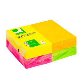 Q-connect Bloc de notas adhesivas quita y pon 127x76 mm FSC 100 hojas fluorescentes pack de 12 - surtidas en 4 colores