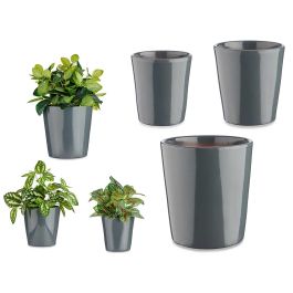 Ibergarden Set 3 Macetas Cónicas de Cerámica Antracita. Medidas: 14 cm, 17 cm, 22 cm. Precio: 12.50000059. SKU: B12EBGYCPC