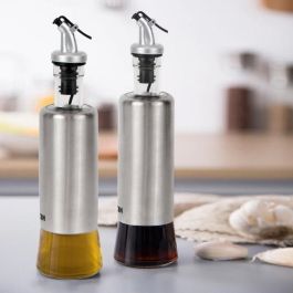 Quttin Set 2 Aceiteras de Acero Inoxidable con Soporte - 9.5 x 27.7 x 17.8 cm (8 Unidades)