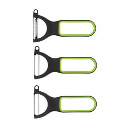 Quid Set de 3 Peladores de Cocina Veggy Verde de Metal 19x10x5 cm Apto Lavavajillas