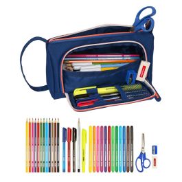 Estuche Escolar con Accesorios Kelme Navy blue Naranja Azul marino 20 x 11 x 8.5 cm (32 Piezas)