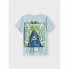 Camiseta de Manga Corta Infantil Name It Nkmmakai Jaws Nreg Box Sky 6-12 Meses
