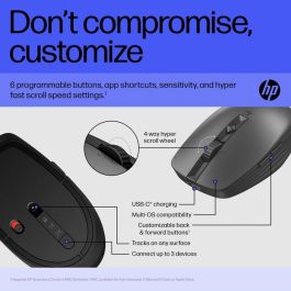 HP Ratón 715 Inalámbrico Multidispositivo 3000Dpi Recargable Negro