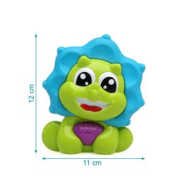 KioKids Mordedor Sonajero Musical Dinosaurio Verde y Azul para Bebés | Alivia Dentición y Estimula Sentidos, Motricidad Fina +3 Meses