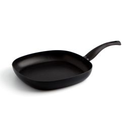 Quid Asador Hydra de Aluminio Estampado 27x27 cm Negro con 2 Capas Antiadherentes, Apto para Todo Tipo de Cocinas