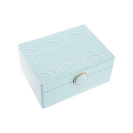 DKD Home Decor Joyero Organizador de Joyas Glam Verde Menta Colección Honda en PU y MDF. Elegante caja para accesorios 13x8.5x17 cm