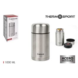 Thermosport Termo Comida Acero Inoxidable 1000 ml - 20 cm Alto x 10.5 cm Ancho x 10.5 cm Largo (6 Unidades)
