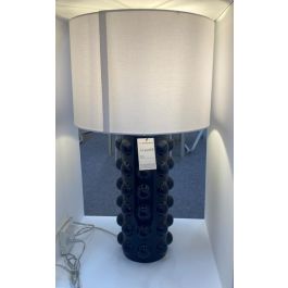 DKD Home Decor Lámpara Sobremesa Azul Blanco Gres Lino 40 x 74 x 40 cm