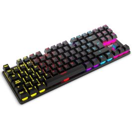 KROM Kasic TKL Teclado Mecánico TKL USB con Iluminación RGB Rainbow y Switches Rojos de Alto Rendimiento, Anti-Ghosting (25 Teclas), Modo Juego, Negro