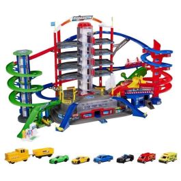 Majorette SMO3467452077207 - Garaje Super City 2 niveles, luces y sonidos, incluye 6 vehículos metálicos y 1 tren, 128x78x73 cm Precio: 128.49999987. SKU: B15PN6SZPD
