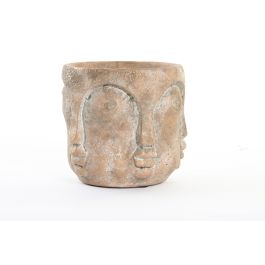 DKD Home Decor Macetero Shabby de Cemento Dorado, Diseño Multicara, 14x14x13 cm, Pack de 16 Unidades