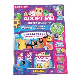 Panini PAN8051708021127 Paquete de inicio ¡Adoptame! Roblox - Álbum, 2 fundas, 1 tarjeta edición limitada, 10 pegatinas Panini PAN8051708021127 Paquete de inicio ¡Adoptame! Roblox - Álbum, 2 fundas, 1 tarjeta edición limitada, 10 pegatinas