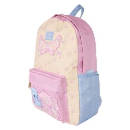 Loungefly Mochila grande de nylon Stitch & Angel Disney 43cm con detalles estampados y apliques