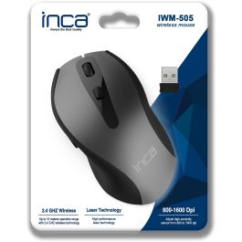INCA IWM-505 Ratón Ergonómico Inalámbrico Láser 1600 DPI para Ordenador SW retail