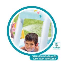 Intex Piscina Hinchable Infantil Unicornio con Ducha y Techo de PVC, 130 Litros, para Edades +2 Años, 254x132x109 cm