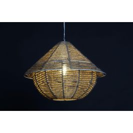 DKD Home Decor Lámpara de Techo Blanca y Marrón Cuerda/Metal 38x38x27 cm (2 Unidades)