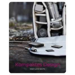 ICY BOX IB-CR302-CU3 Lector de Tarjetas USB 3.2 Gen 1 para CF, MS, MicroSD y SD, Aluminio Negro