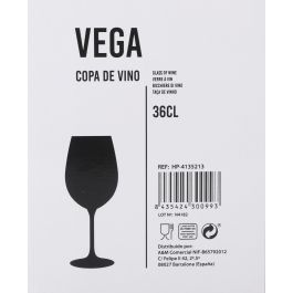 Inde Copa de Vino 'Vega', 36 cl - Copa para vino tinto o blanco, diámetro 6.4 x 20.2 cm, cristal (24 Unidades)