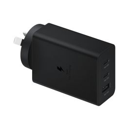 Samsung EP-T6530NBEGEU Cargador de Pared 65W Triple Puerto para Carga Rápida con 2x USB-C y 1x USB-A Negro