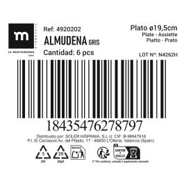 Plato Gris Almudena 19.5 cm - Inde (24 Unidades) Plato Gris Almudena 19.5 cm - Inde (24 Unidades)