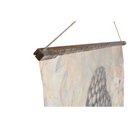 DKD Home Decor Lienzo Oriental de Papel y Abeto Beige Gris con Buda 138 x 2,8 x 180 cm (2 Unidades)