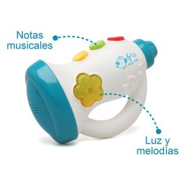KioKids Trompeta Musical Infantil con Luces y Melodías de Plástico Resistente, para Bebés +6 Meses