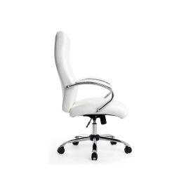 Q-connect Silla de Dirección Vero, Similpiel Blanco, Base Metálica Cromada, Ruedas Premium, Altura 116-124 cm, Profundidad 70 cm, Anchura 63 cm