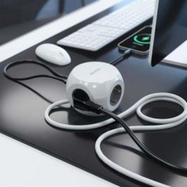 AISENS - REGLETA DE ENCHUFES SOBREMESA MULTIFUNCION CON 3 TOMAS + 2xUSB-C, 2xUSB-A, 1.4M, BLANCO