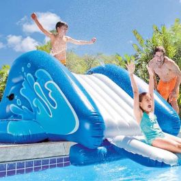 Intex 58849 Tobogán Hinchable con Pulverizadores para Piscinas de Suelo - Escalera, 6 Asas, 333x206x117 cm, +14 años